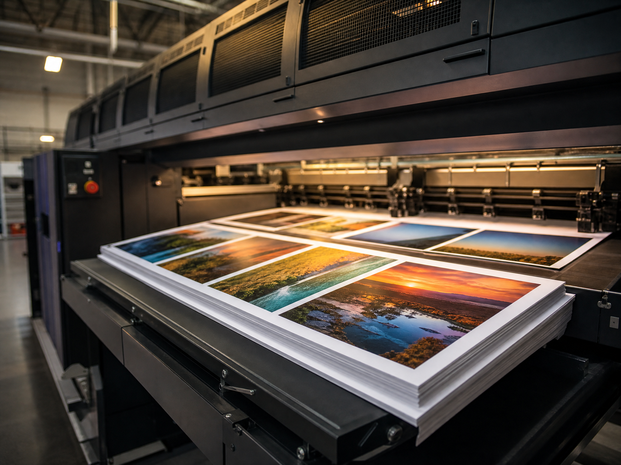 Wide format printing press producing large graphics